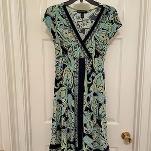 Light blue/light green/black/white paisley dress